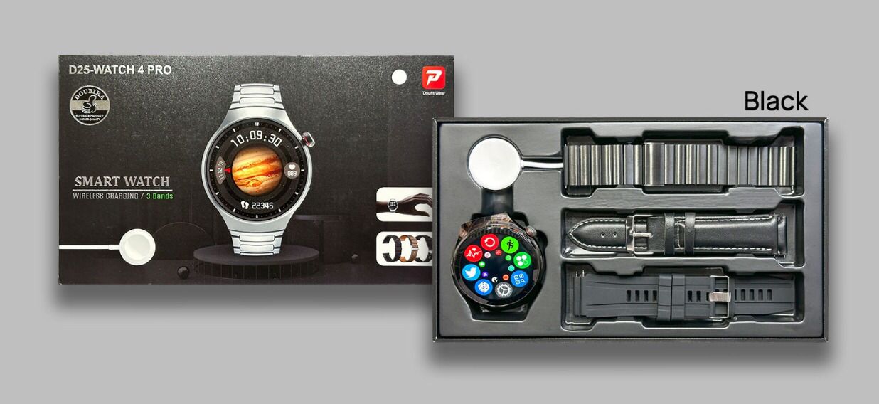 D25 Watch 4 Pro - Smartwatch with 3 bands
